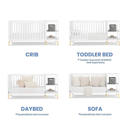 Delta Children Essex 4-in-1 Convertible Crib and Changer, Bianca White w/Natural