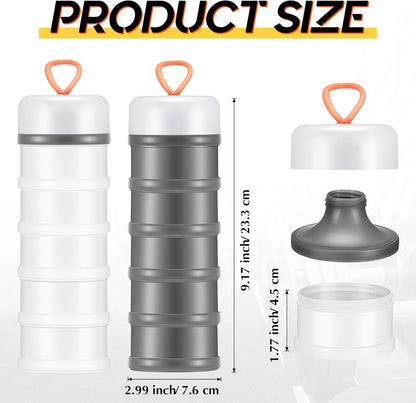 Baderke 4 Pcs Protein Powder Container 5 Layers Stackable Leakproof Container Powder Dispenser with Funnels Stand Keychain Flour Canister for Workout Fitness(Black, White, Blue, Pink)