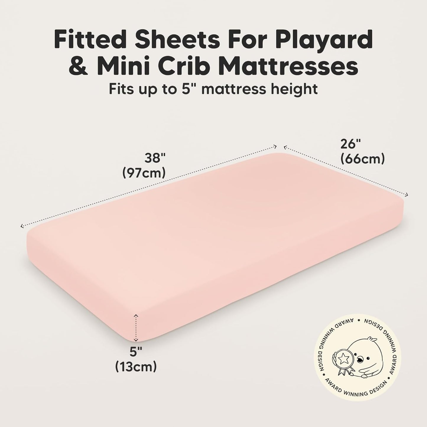 2-Pack Mini Crib Sheets Fitted - 38x26 Pack N Play Sheets for Pack and Play Mattress, Organic Cotton, Soft & Breathable Playard Bedding, Neutral Mini Toddler Bed Cover for Boys, Girls (Dragon Tale)
