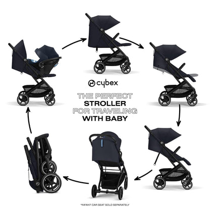 CYBEX Beezy 2 Compact and Lightweight Travel Stroller - Compatible with CYBEX Car Seats, Magic Black