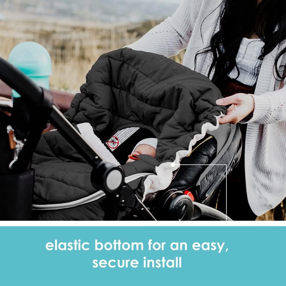 JJ Cole Baby Car Seat Cover, Blanket-Style Baby Stroller & Baby Carrier Cover, Heather Gray