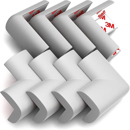 8-Pack Baby Proofing Corner Guards, Soft Rubber Corner Protectors for Furniture, 3M Adhesive Pre-Taped Corner Bumper Guards, Child Proof Safety for Fireplace, Table, Cabinet & Stairs, Grey