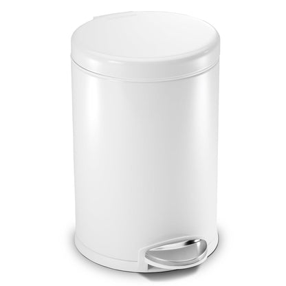 simplehuman 4.5 Liter / 1.2 Gallon Round Bathroom Step Trash Can, Brushed Stainless Steel