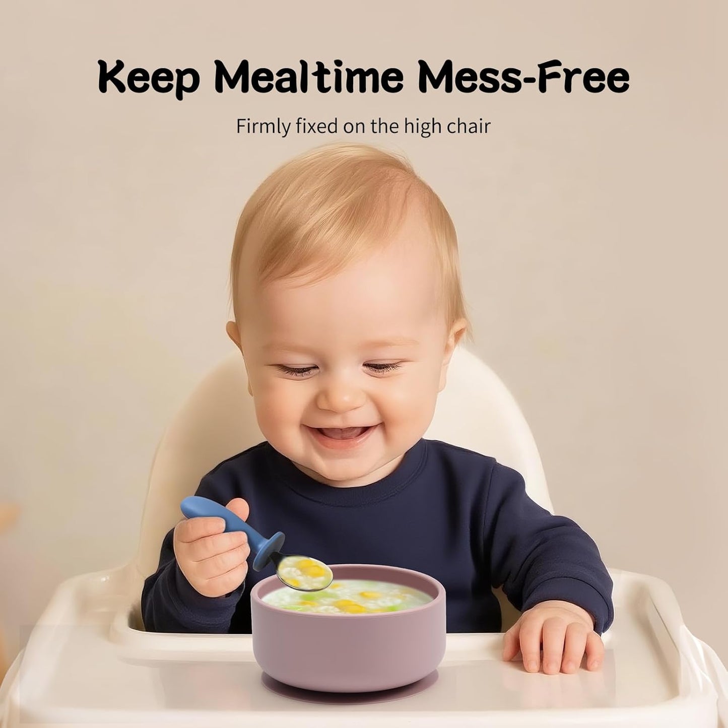 2-Pack Baby Bowls with Suction - Silicone Bowl with Lid, Non-Slip Suction Bowls for Baby, Feeding Bowl for Baby Led Weaning - Dishwasher Safe, Toddler Bowls for High Chair & Travel (Pink+Grey)
