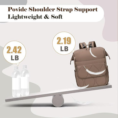 miss fong Diaper Bag Backpack - Baby Diaper Bag Travel Diaper Backpack with Diaper Changing Pad Large Capacity Baby Backpack with 12 Pockets for Mom & Dad -Brown