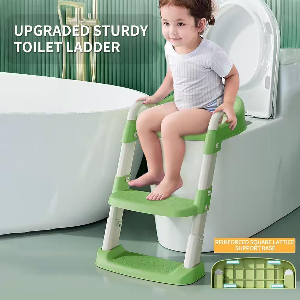 Potty Training Toilet Seat For Boys Girls, Toddler Toilet Seat With Step Stool Ladder, Foldable Toddler Potty Seat For Toilet With Non-Slip Design, Adjustable Height (Purple & Pink)