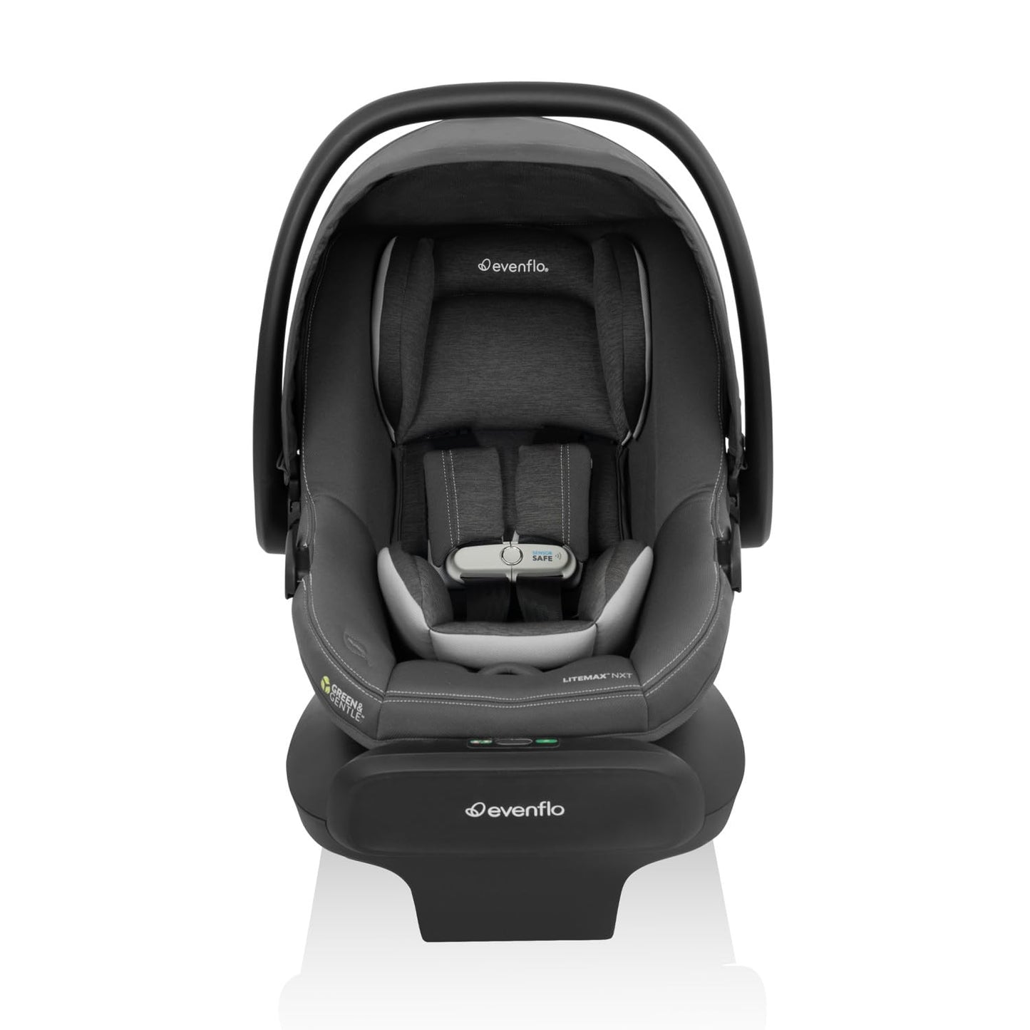 Evenflo LiteMax NXT Rear-Facing Lightweight Preemie and Infant Car Seat 3-30lbs with SensorySoothe. Easy Install with Base (Quartz)