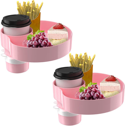 [2 Packs] Kids Car Seat Tray, Travel Tray with Cup Holder for Toddler Baby, Kids Car Seat Food Snack Organizer for Road Trip, Stroller snack Organizer Travel Must Haves Toddler Must Haves (Black)