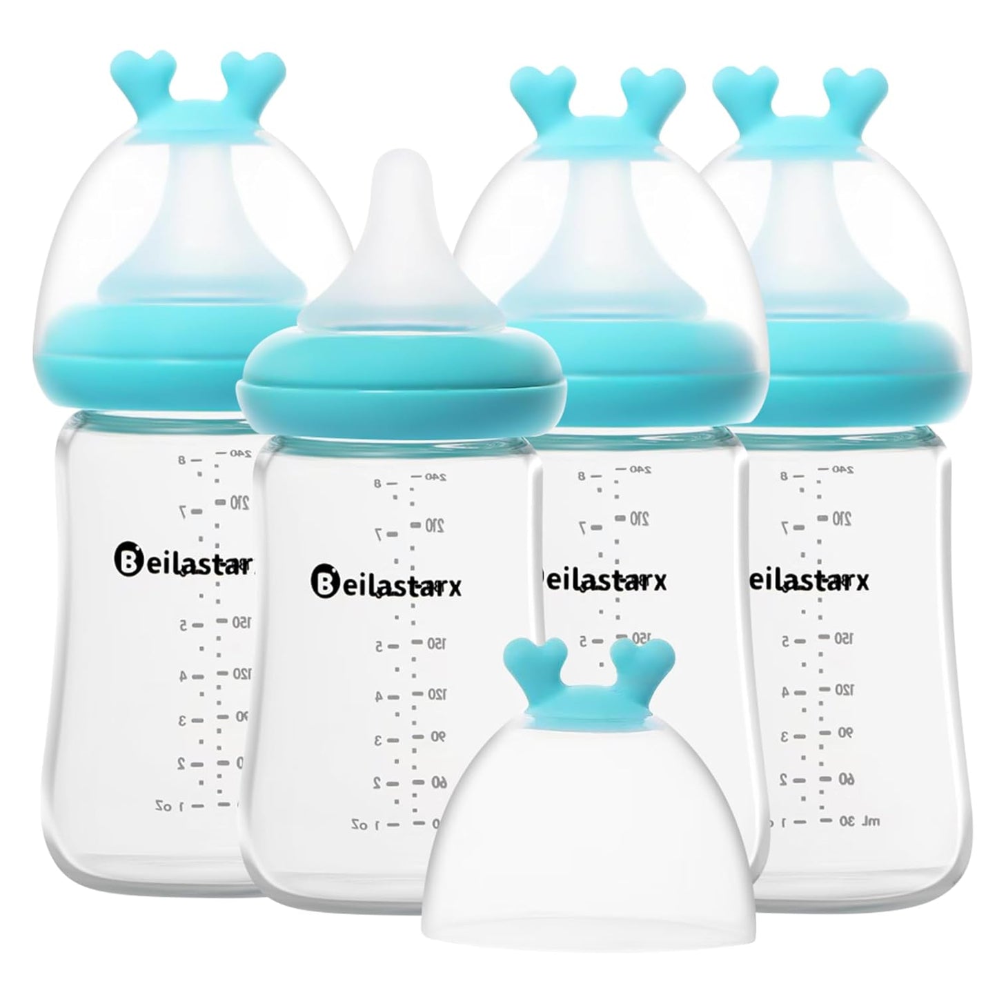 Glass Baby Bottles with Natural Response Nipple Size SS - Anti Colic Baby Bottles Wide Neck Slow Flow Baby Bottle (Multicolor, 4oz (Pack of 2))