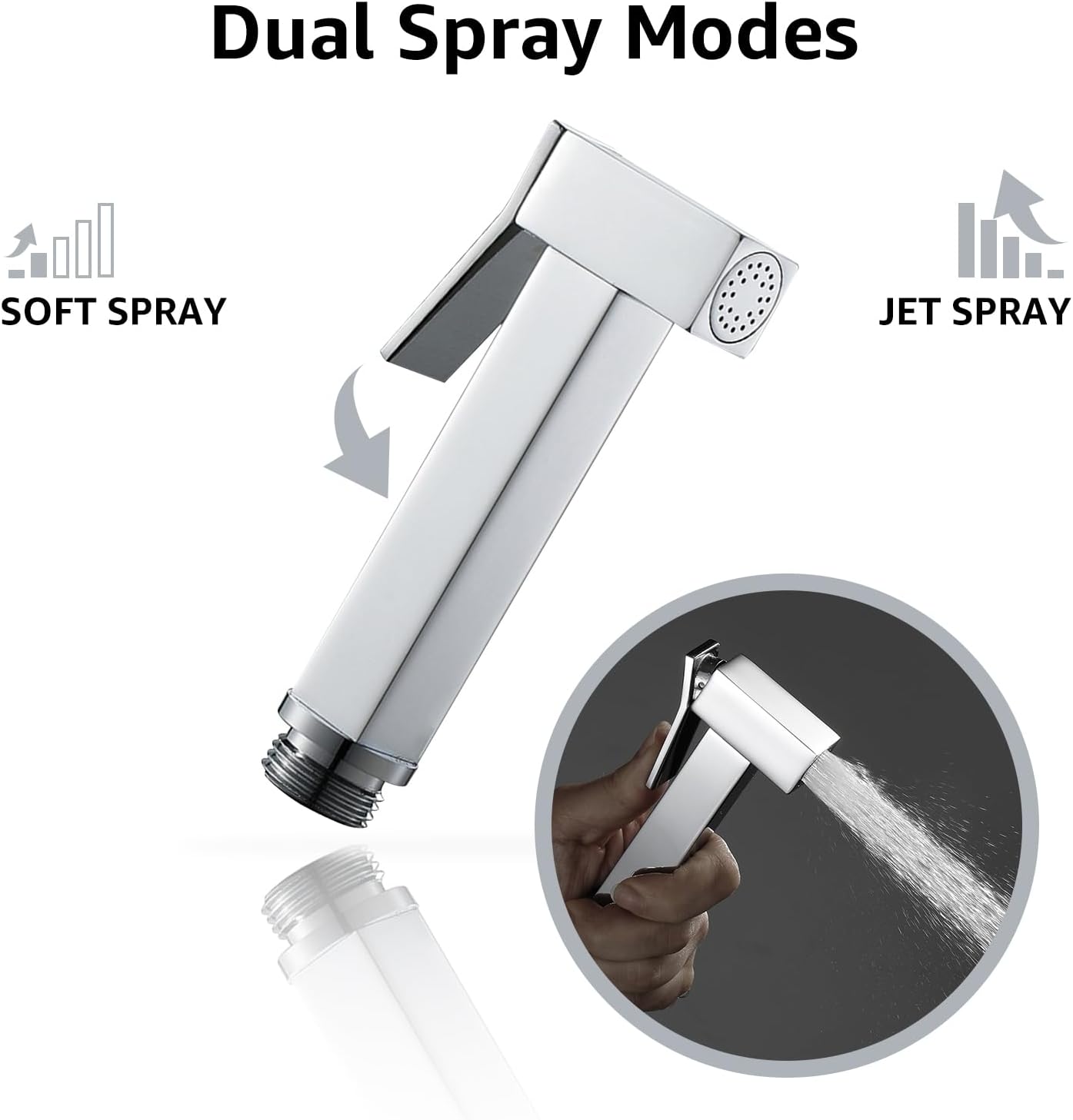 Handheld Bidet Sprayer for Toilet, Cloth Diaper Sprayer with Wall Mounts (ABS) and Hand Held Bidet Bathroom Hose (Stainless Steel), Jet Spray for Toilet, Muslim Shower, Easy to Install (Chrome)