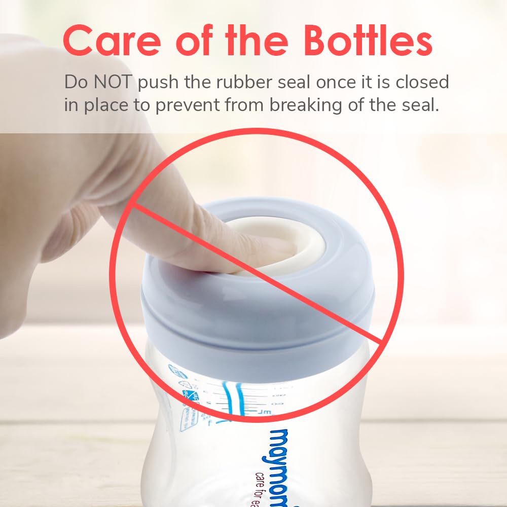 Maymom Screw Lids Aka Travel Caps with Rewritable Sealing Disc Compatible with Avent Bottle, Maymom Wide Mouth Bottles; Cap Replace Avent Natural Bottle Sealing Ring and Sealing Disc, 6pcs. (Blue)