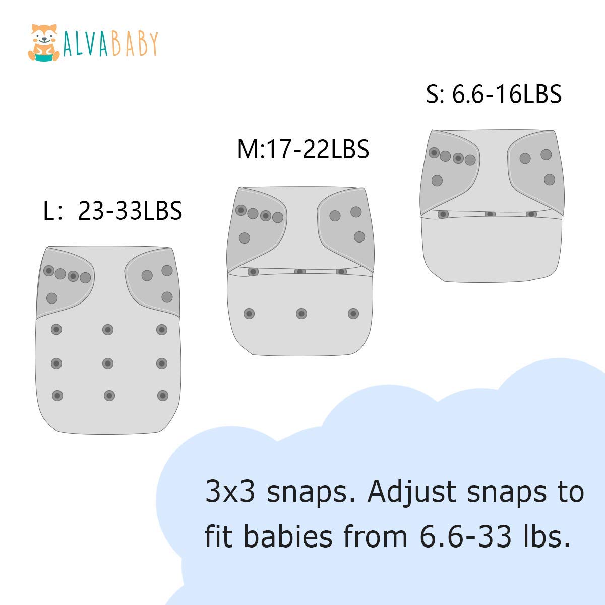 ALVABABY Baby Cloth Diapers 6 Pack with 12 Inserts Cloth Diaper Covers Adjustable Washable Reusable for Baby Girls and Boys
