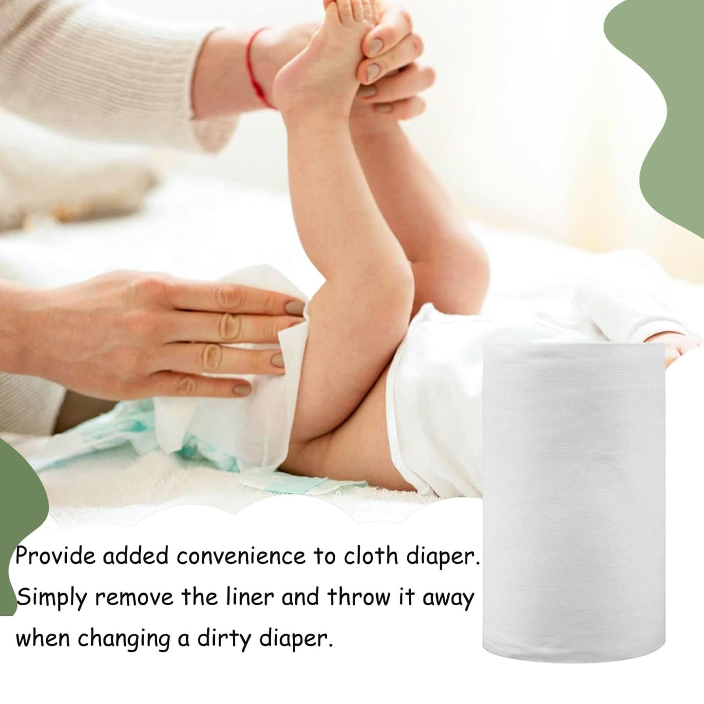 ALVABABY Diaper Liner for Baby Cloth Diapers Natural Soft Disposable Diaper Liners 11.8x7.1 Inch Fragrance Free Chlorine Free 400 Sheets