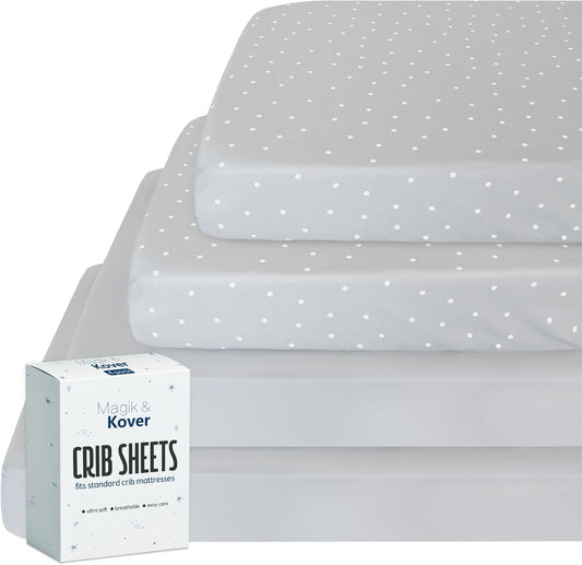 Pack and Play Sheets Fitted 4 Pack, Breathable Baby Playard Mattress Sheet Compatible with Graco Pack n Play, Mini Crib Sheets Fitted for Girls, Pink & Purple Playpen Mattress Sheets