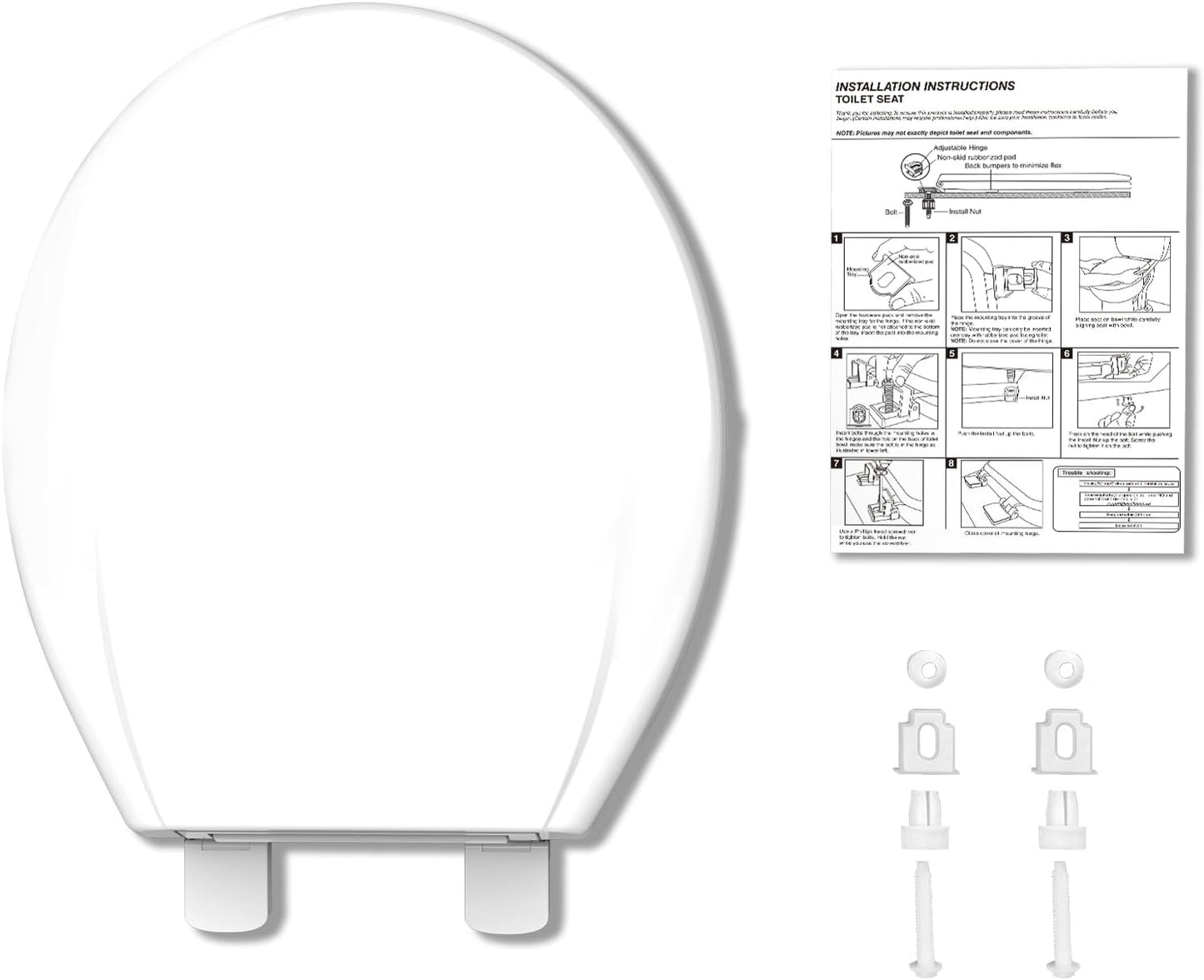 Toilet Seat Round,Toilet Seat with Toddler Seat Built in, Potty Training Toilet Seat Round Fits Both Adult and Child, with Soft Close,Easy Install and Clean - White, Round