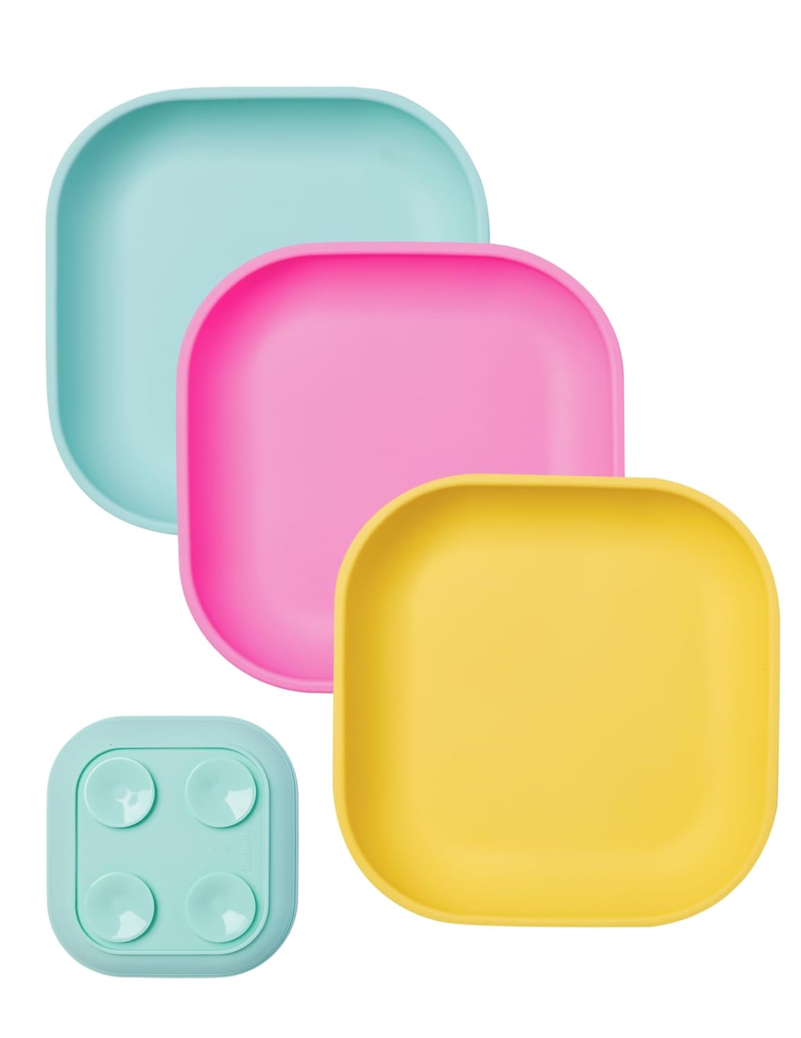 BABELIO Powerful Suction Plates for Baby and Toddler, 100% Food Grand Silicone, Divided, BPA Free, Microwave & Dishwasher Safe, Stay Put, 3 Pack