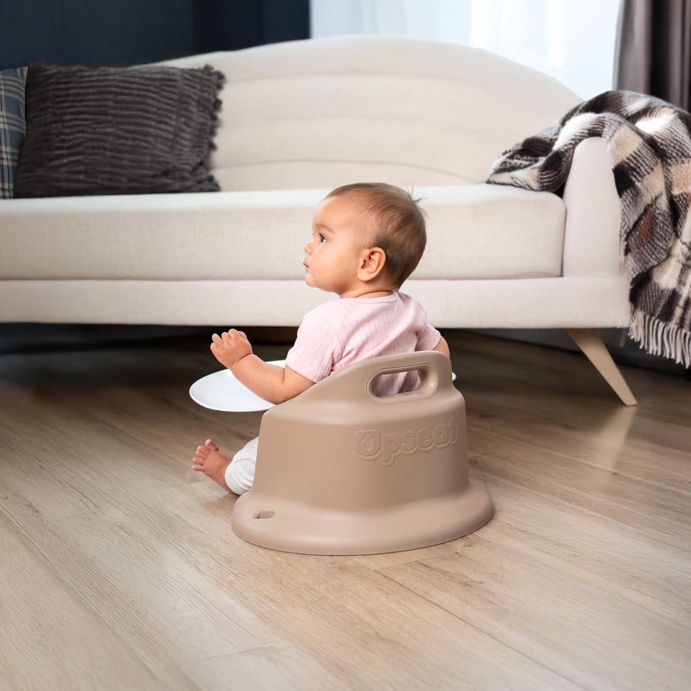 Upseat – The Original Ergonomic Baby Floor & Booster Seat with Tray, Developed with Physical Therapists for Upright Posture & Healthy Hip Development, 4–24 Months, Dishwasher-Safe Extra-Large Tray