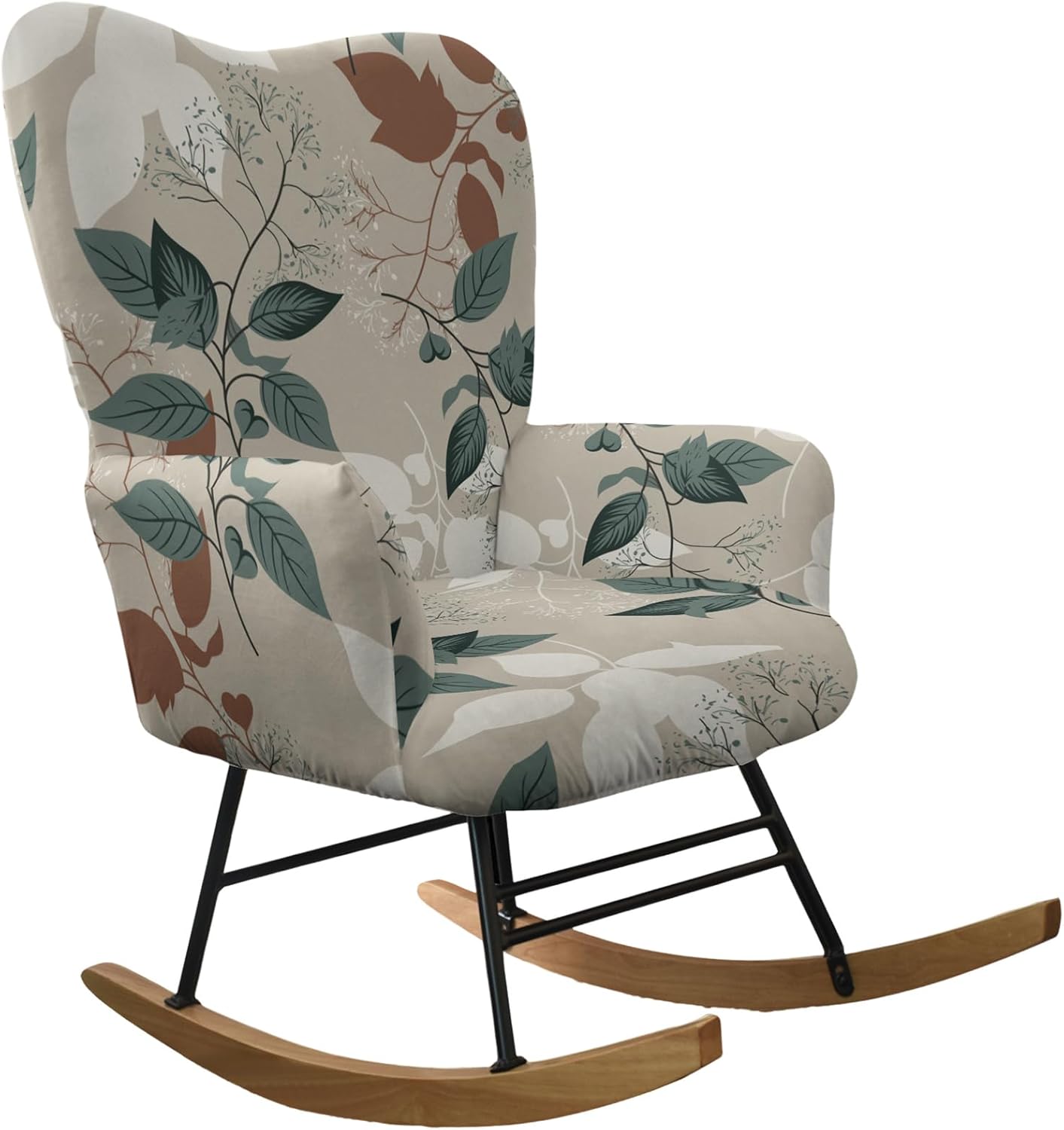 CRFATOP Jacquard 1 PC Nursery Rocking Chair Recliner Covers Upholstered Glider Rocker Banquet Armchair Slipcover Stretch Accent Chairs Furniture Protector for Living Room Bedroom Offices,Green