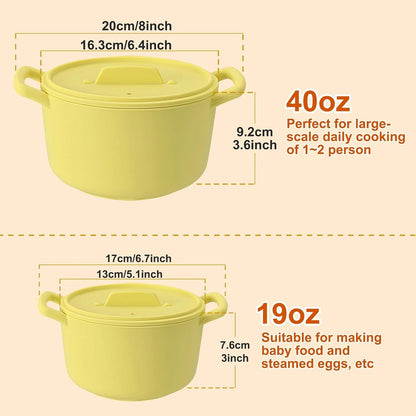 Small Silicone Steamer Microwave, Steamer for Baby Food Maker, Vegetable, Egg, 100% Food Grade Silicone Microwave Bowl with Lid and Handle, Non-stick, Easy Clean, Dishwasher Safe, 19oz