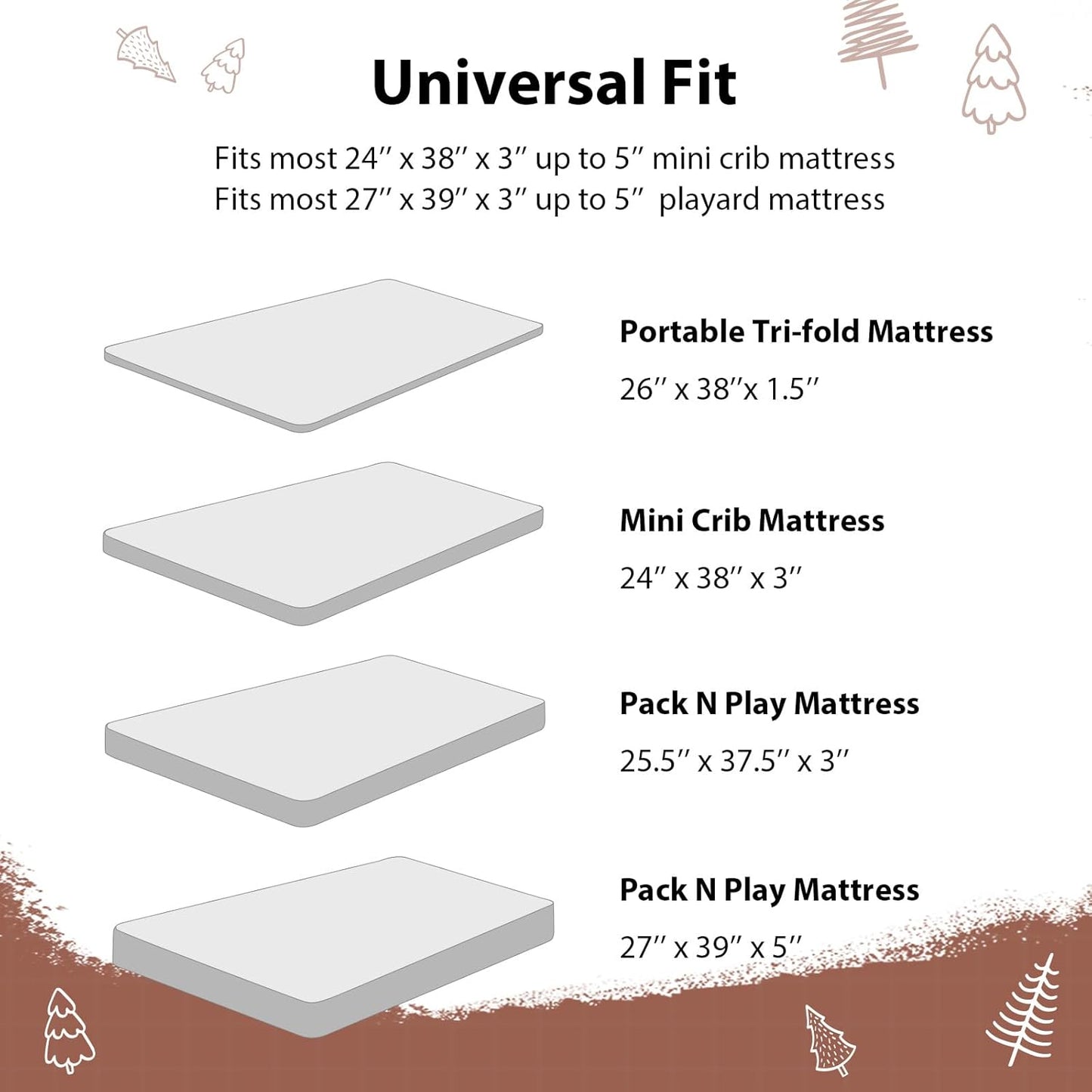 Baby Mini Crib Sheets Girl, Portable 38”x26” Pack and Play Sheets Fitted for Playard and Pack N Play Mattress, 3-Pack Soft Microfiber Pink Rainbow