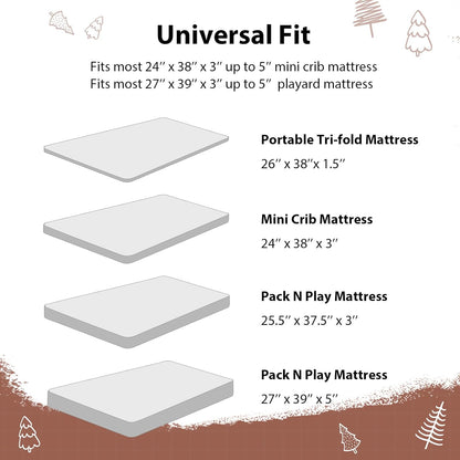 Baby Mini Crib Sheets Girl, Portable 38”x26” Pack and Play Sheets Fitted for Playard and Pack N Play Mattress, 3-Pack Soft Microfiber Pink Rainbow