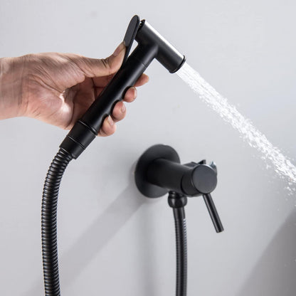 SHAMANDA Handheld Bidet Sprayer for Toilet, Stainless Steel Baby Cloth Diaper Sprayer Kit, Bathroom Toilet Bidet Attachment Set for Bathing Pets Feminine Hygiene, Matte Black BDS01-7