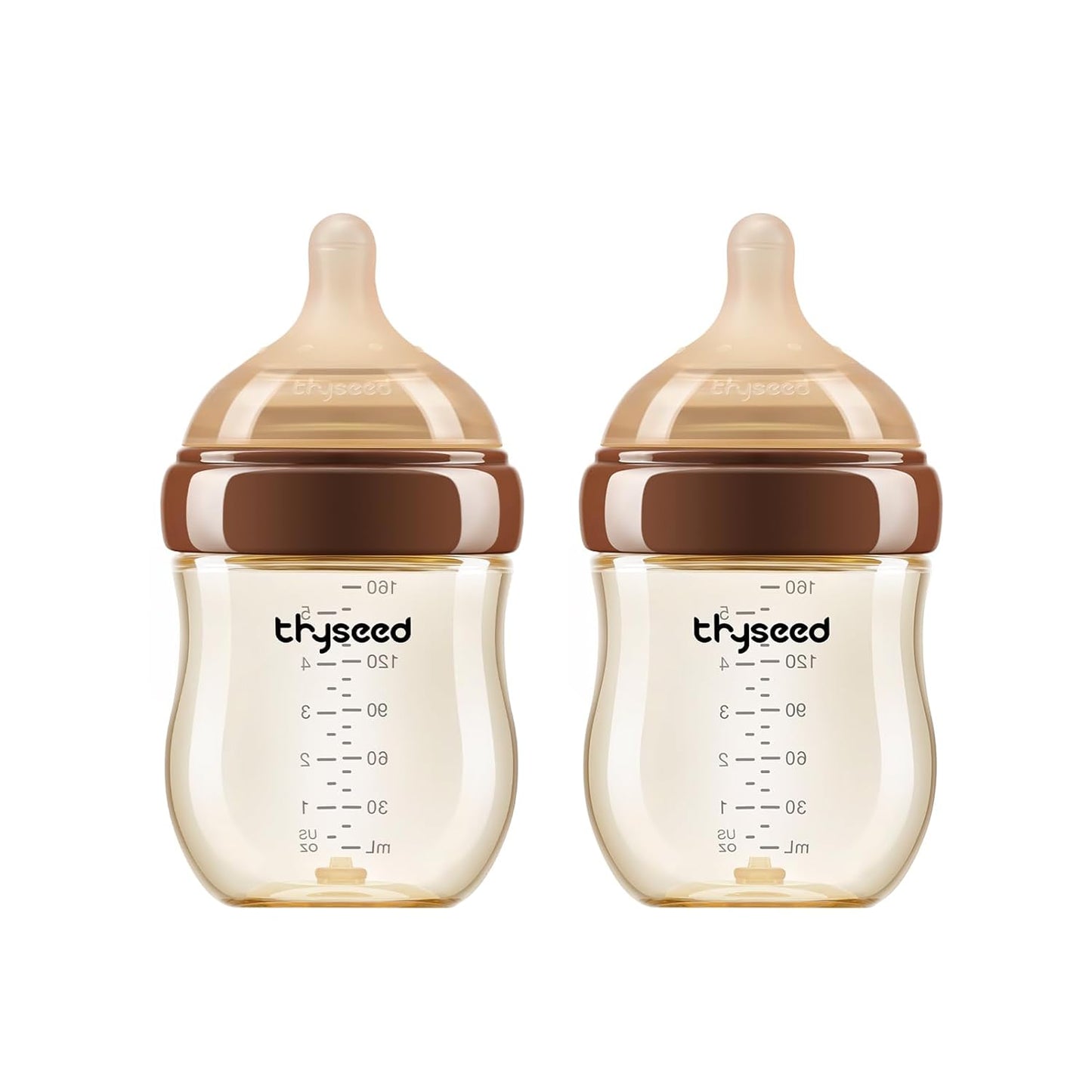 Thyseed PPSU Anti-Colic Baby Bottle, Breast-Like Medium Fast Flow Nipple for Breastfed Babies (3m+), 8 oz/240 mL, 2 Pack