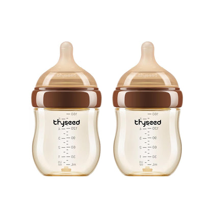 Thyseed PPSU Anti-Colic Baby Bottle, Breast-Like Medium Fast Flow Nipple for Breastfed Babies (3m+), 8 oz/240 mL, 2 Pack