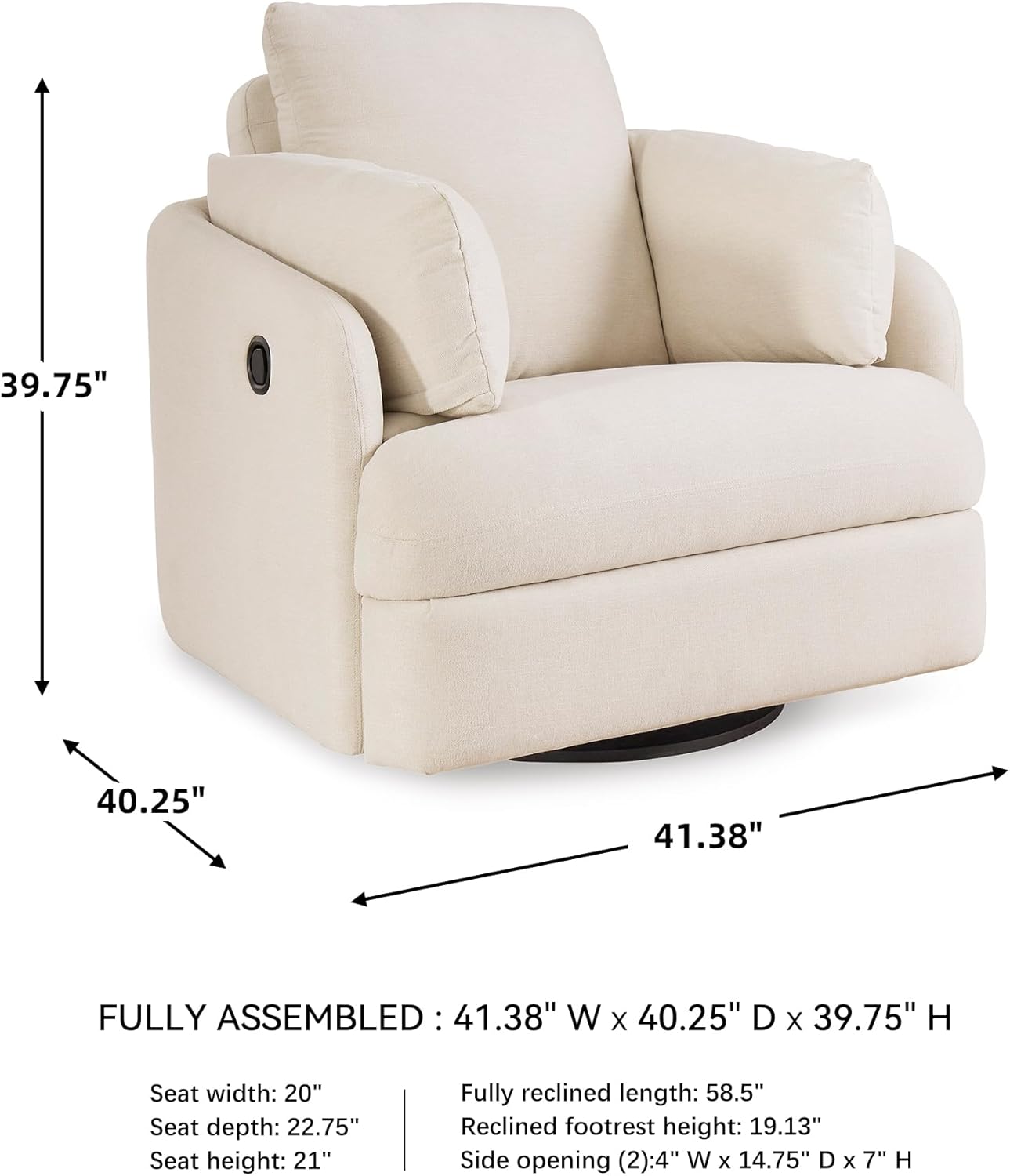 Signature Design by Ashley Modmax Coastal Press-Back Swivel Glider Rocker Recliner with Machine Washable Cover, Hidden Storage Compartments and 2 Bolster Pillows, Beige - Colors B