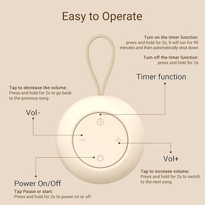 Portable Baby Sound Machine [White Noise for Babies Kids Adults][Timer Function][12 Soothing Sounds][Sleep Soother] 15 Hours Battery Life, Travel,Registry,Gifts,Shower,Clips on Baby Stroller