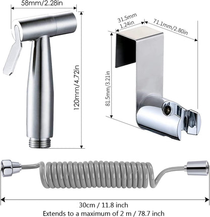 Pack of 3 Handheld Bidet Sprayer, Handheld Sprayer Stainless Steel with Water Tank Hook and Shower Hose for Feminine Wash