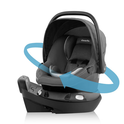 Evenflo Revolve180 LiteMax NXT Rotating Rear-Facing Lightweight Preemie and Infant Car Seat 3-30lbs. with SensorySoothe. Easy Install with Base (Agate Purple)
