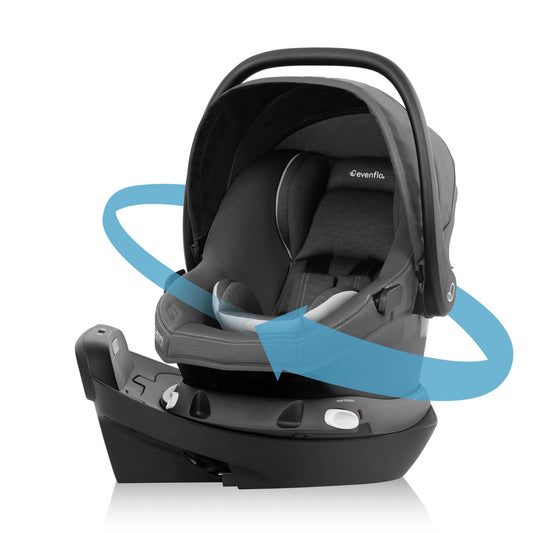 Evenflo Revolve180 LiteMax NXT Rotating Rear-Facing Lightweight Preemie and Infant Car Seat 3-30lbs. with SensorySoothe. Easy Install with Base (Agate Purple)