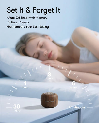 Sound Machine Flowtune White Noise Machine for Baby Adults, Mini Portable Sound Machine for Travel, 6H Timer, 18 Soothing Sleep Sounds Gift (Wood Grain)