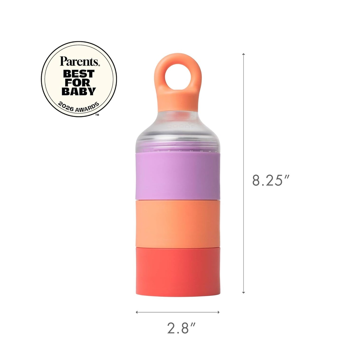 Boon Triful Baby Formula Dispenser On The Go - Insulated Stainless Steel Formula Containers with Stacking Design - Baby Bottle-Feeding Supplies for Travel - Pink