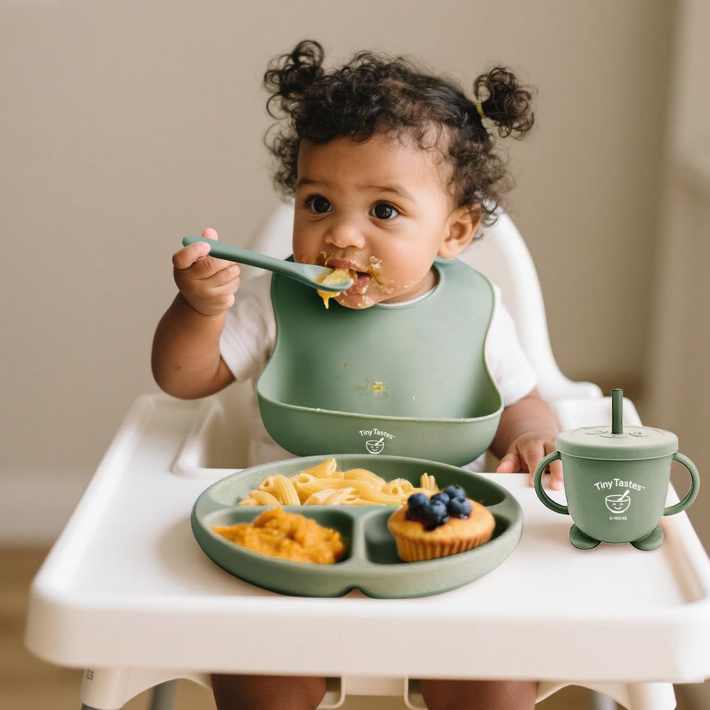 10-Piece Silicone Baby Feeding Set – BPA-Free, Spill-Proof Suction Plate, Bowl, Bib, Snack Cup & Utensils | Dishwasher Safe, Baby Gift Ready (Blue)