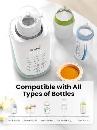 Grownsy Nutri Bottle Warmer with Innovative Auto-Lift Feature, 10-in-1 Fast Baby Bottle Warmer with Night Light, Retain Nutrients Milk Warmer for All Bottles