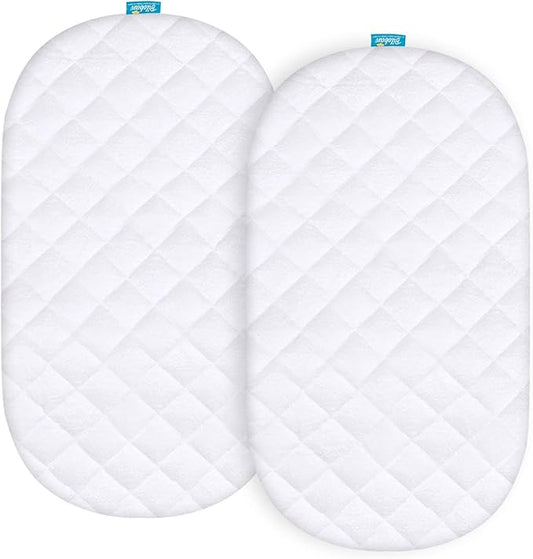 Bassinet Mattress Pad Cover Compatible with Chicco LullaGlide™ 3-in-1 Stationary Baby Bassinet, 2 Pack, Waterproof Quilted Ultra Soft Surface, Breathable and Easy Care