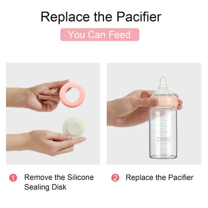 COMI Wide Neck Glass Breastmilk Collection n Storage Bottle, 4 Packs,10oz with Screw Ring Sealing Disk,Re-markable Sealing Disc,BPA Free,Fits Breast Pumps&Nipples(4 Green Lids)