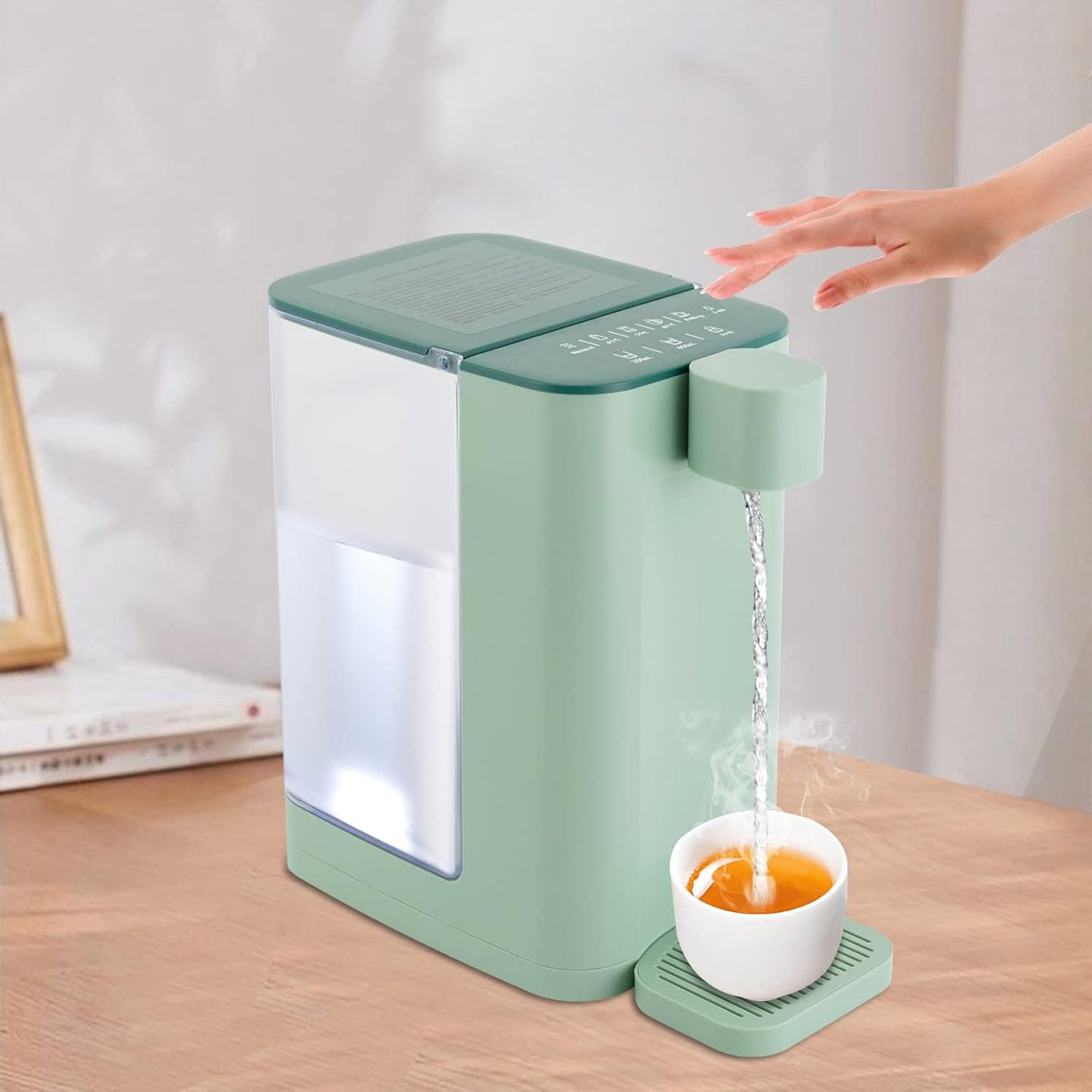 Instant Hot Water Dispenser 3L/102 OzCountertop Water Boiler & Warmer for Tea, Coffee and Baby Formula, Adjustable 5 Temperatures & 2 Water Outputs (White)