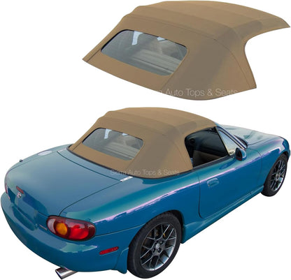 Sierra Auto Tops & Seats Convertible Top for 1990-2005 Mazda Miata MX5 - Black, Cabrio Vinyl - Non-Zippered Replacement with Heated Glass Window - Complete Soft Top in 2 Pieces - No Rain Rail