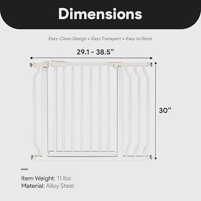BalanceFrom 29.1-38.5" Easy Walk-Thru Baby and Pet Safety Gate with Hold-Open and Auto-Close – Adjustable Steel Barrier for Stairs, Doorways, and Hallways, No Drilling Installation