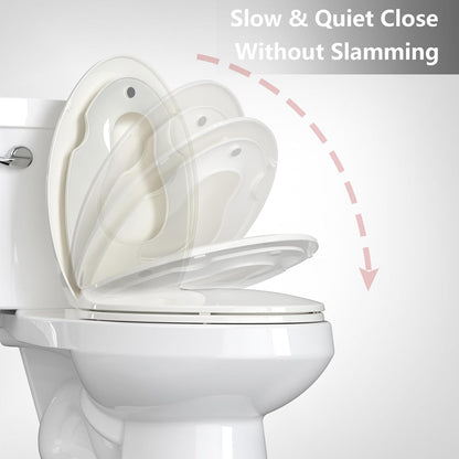 Toilet Seat Round,Toilet Seat with Toddler Seat Built in, Potty Training Toilet Seat Round Fits Both Adult and Child, with Soft Close,Easy Install and Clean - White, Round