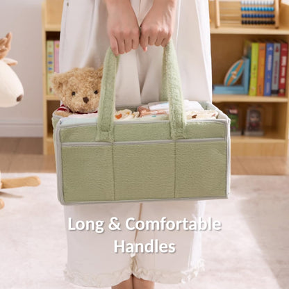 luxury little Soft Baby Diaper Caddy Organizer, Nursery Storage Basket with Removable Divider, Portable Baby Diapers Basket, Gifts for New Parent, Baby Shower (Baby Blue)