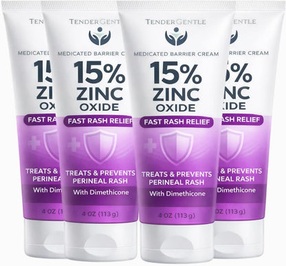 Zinc and Dimethicone Cream, 4oz - 2 Pack of Medicated Barrier Rash Cream for Minor Cuts, Scrapes, and Burns - Good for Diaper Rashes