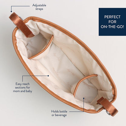 Itzy Ritzy Adjustable Stroller Caddy and Organizer Bag Featuring Front Zippered Pocket, 2 Built-In Interior Pockets & Adjustable Straps to Fit Nearly Any Stroller (Coffee and Cream)