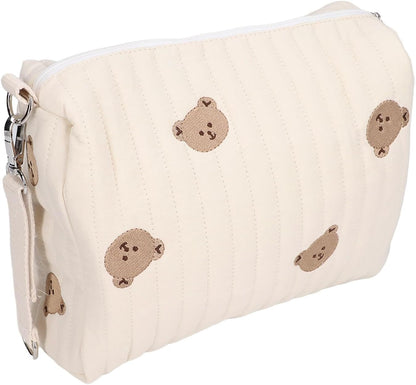Diaper Bag, Bag Quilted Cotton Cute Pattern Nappy Diaper Storage Bag with Stroller Hooks Portable Stroller Baby Diaper Bag Diaper Bag Organizer Pouches for Baby Bottles