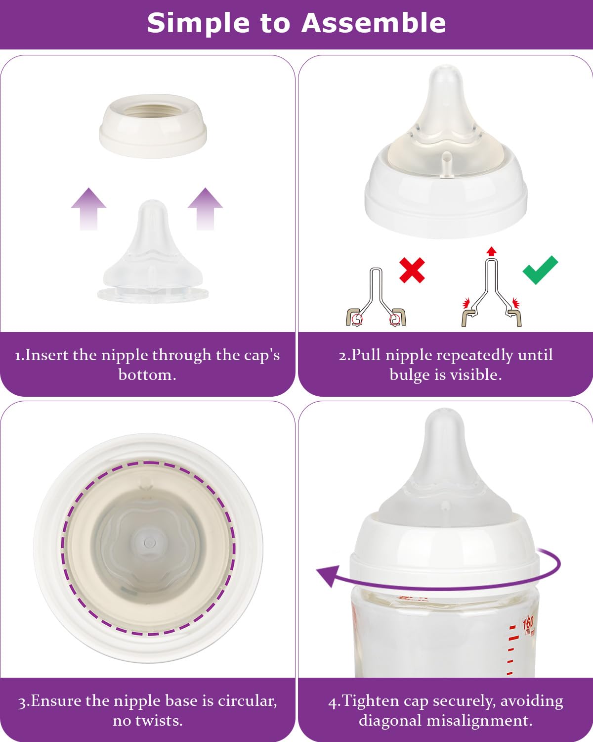 Silicone Nipple for Pigeon Bottle,Size M,Medium Flow Baby Bottle Nipples,3m+ 6 Count