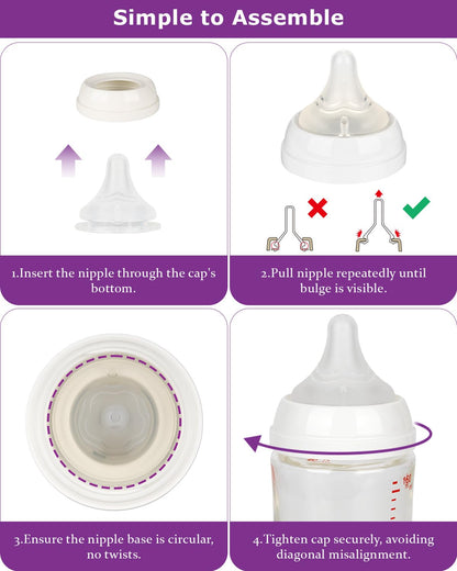 Silicone Nipple for Pigeon Bottle,Size M,Medium Flow Baby Bottle Nipples,3m+ 6 Count