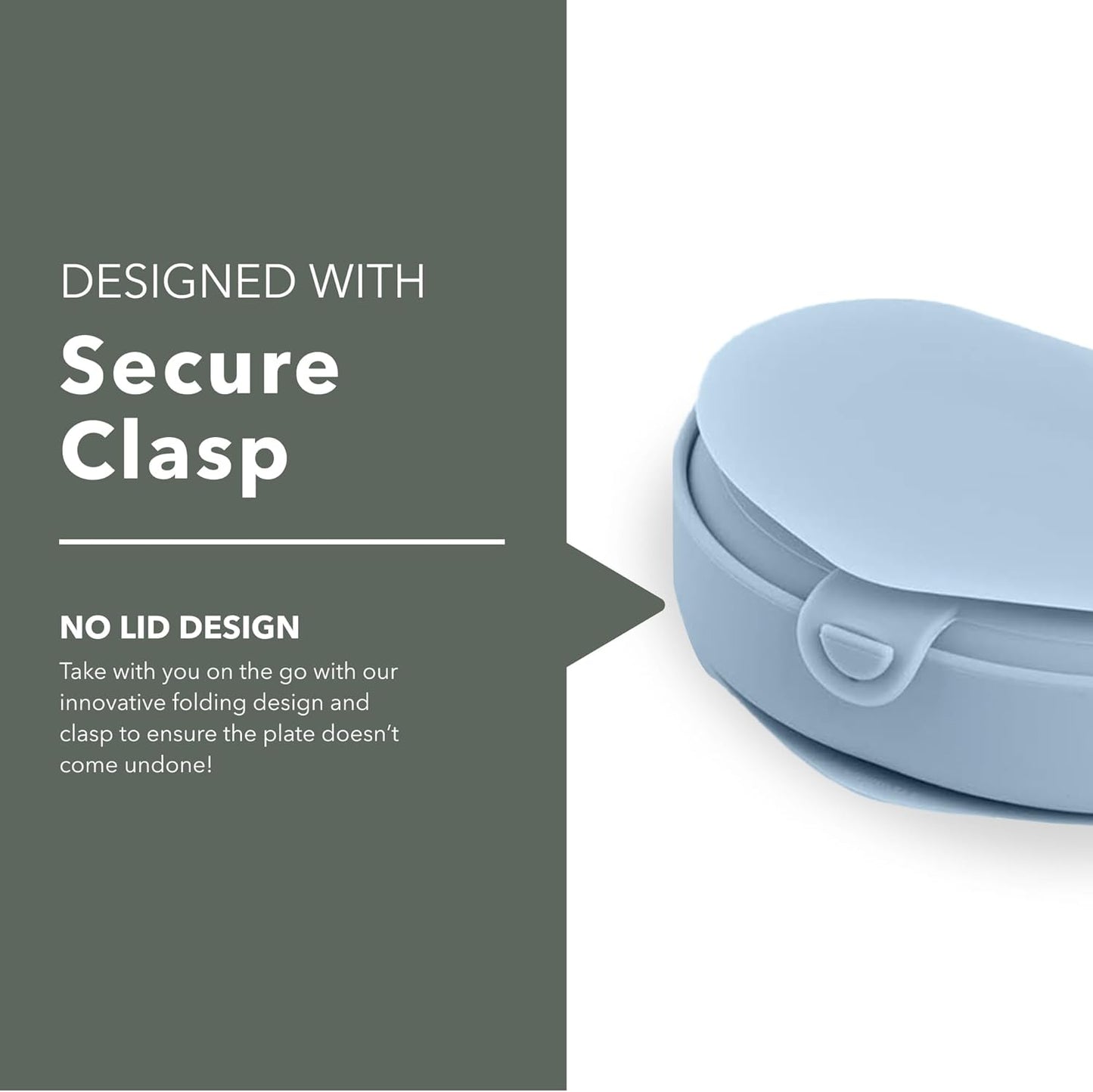 Miniware Baby Travel Plate with Suction - Foldable Silicone Baby Travel Essential to Promote Self-Feeding - Dishwasher Safe, BPA Free, Food Grade Silicone Baby Plate For On The Go - Sage Silifold
